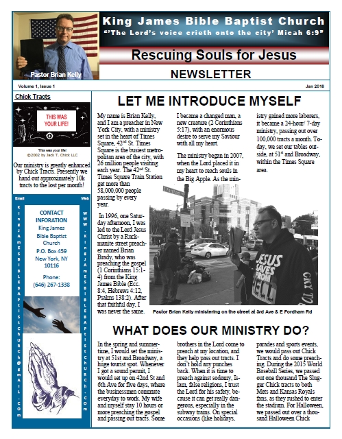 King James Bible Baptist Church Newsletter Volume 1, Issue 1
